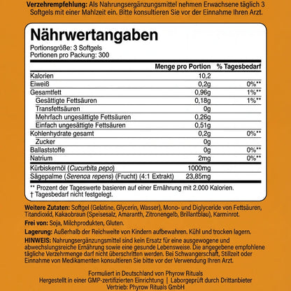 Phyrow® Kürbiskernöl & Sägepalme Kapseln für maximale Haardichte