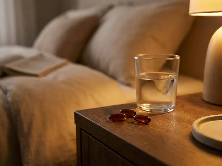 3 Softgels. Ein Glas Wasser. Jeden Abend. Kein zusätzlicher Aufwand.
